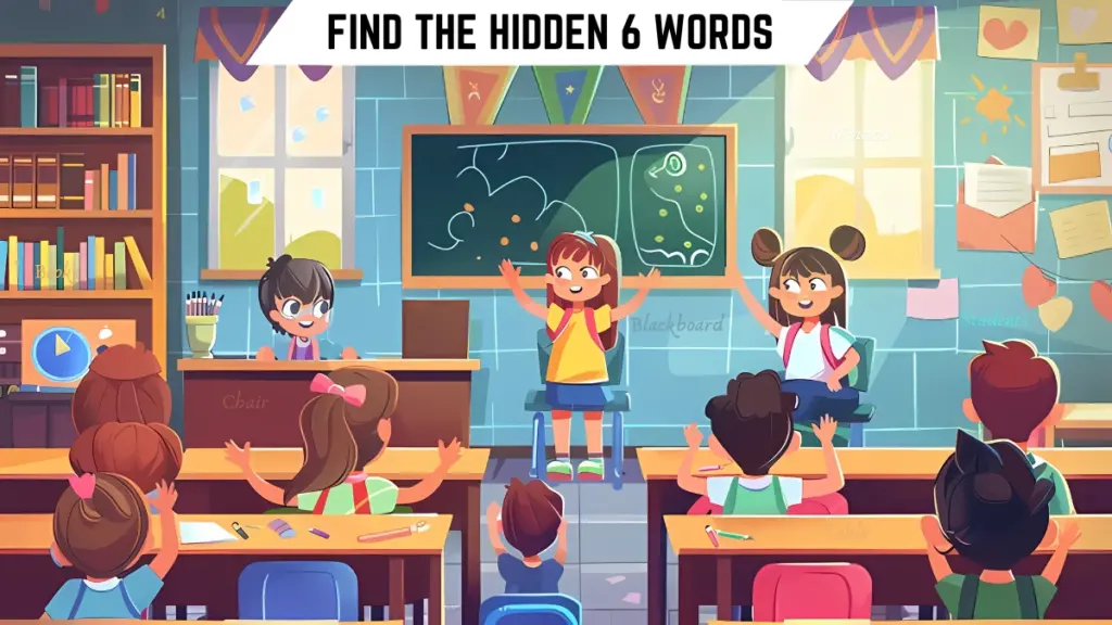 Genius IQ Test: Only detective minds can spot the 6 Hidden Words in this Classroom Image in 12 Secs