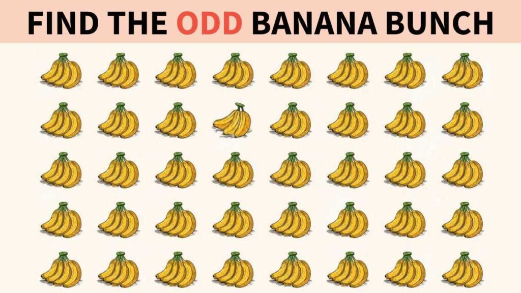 IQ Test: Only high IQ geniuses can find the odd banana bunch in 3 seconds!