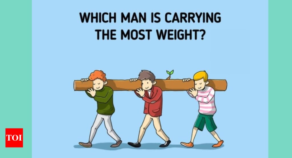 Optical Illusion: Only 1% top genius can tell which man is carrying the most weight of the wood log