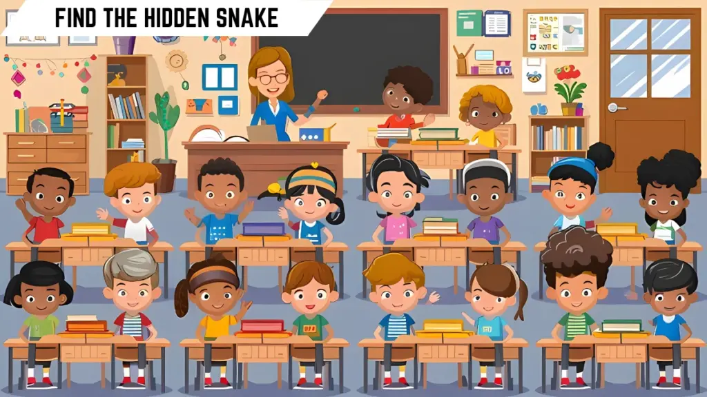 Optical Illusion Vision Test: 99% Fail to Spot the Hidden Snake in this Classroom Image in 9 Secs