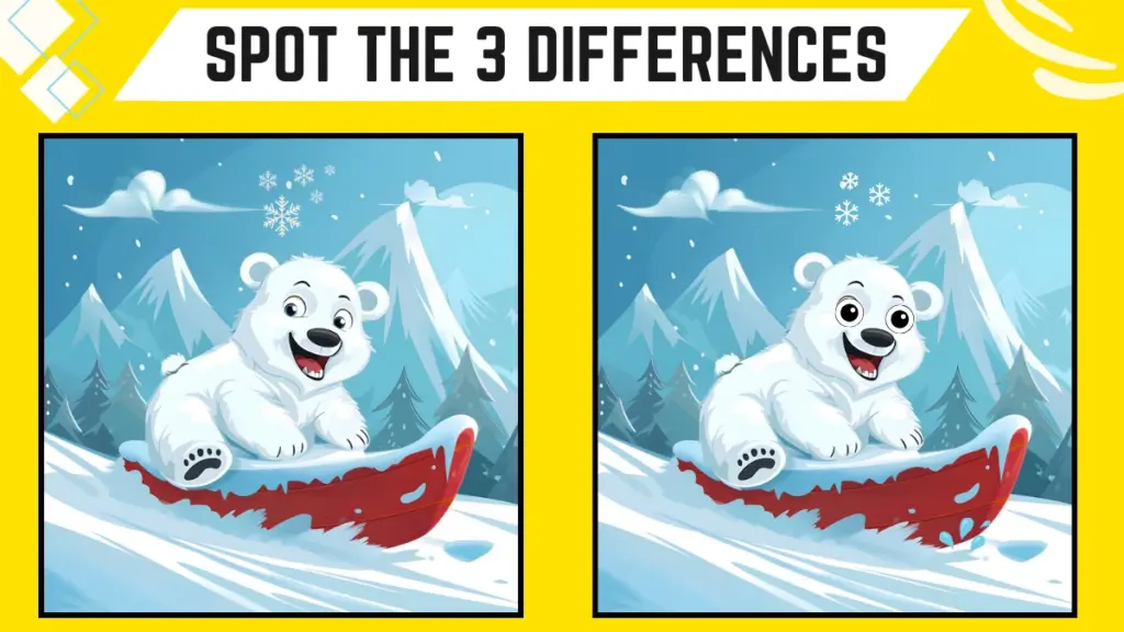 Spot the 3 Differences: Only Extra Sharp Eyes Can Spot the 3 Differences in this Polar Bear Image in 8 Secs