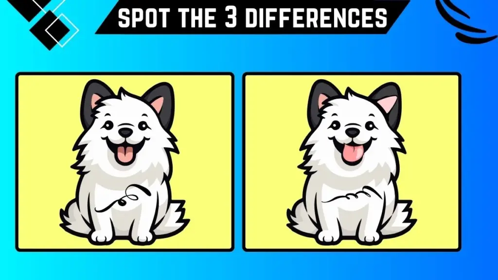 Spot the Difference Game: Only the Eagle eyes Can Spot the 3 Differences in this Dog Image in 9 Secs