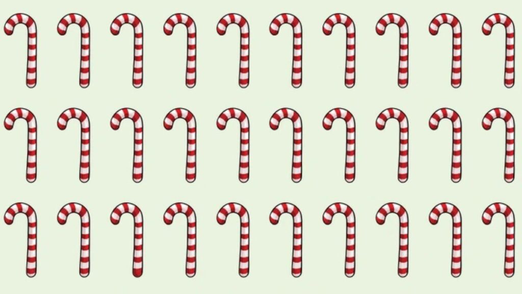 Brain Teaser IQ Test: Can You Spot the Odd Christmas Candy Cane in 5 Seconds?