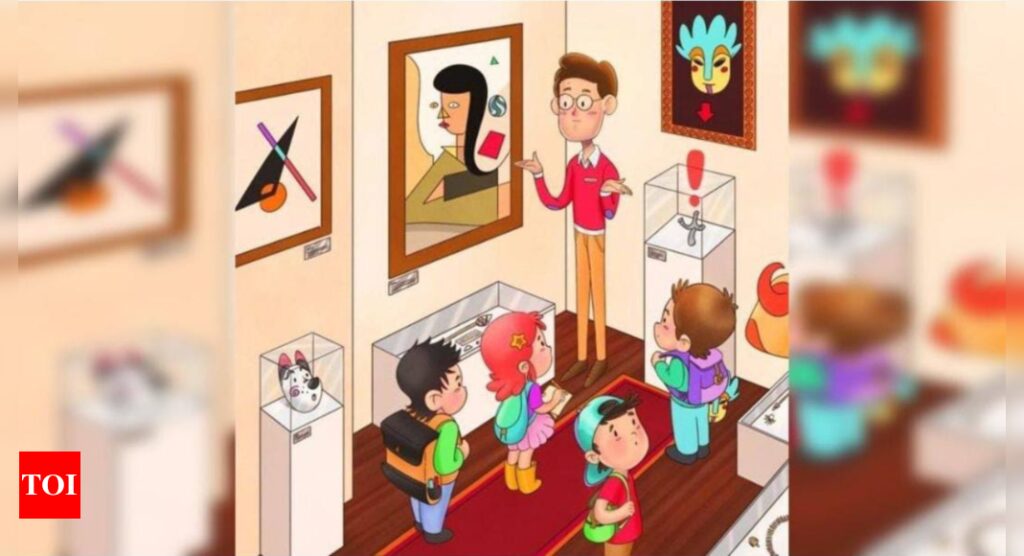 Optical Illusion: Can you help these students find the ancient mask in this museum? |