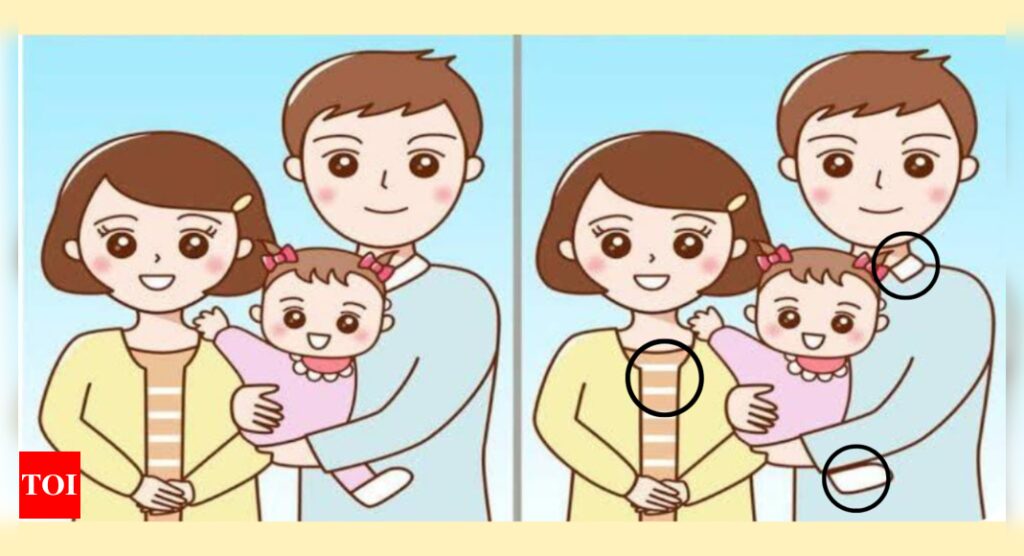 Optical Illusion: Spot 3 differences in this family drawing |