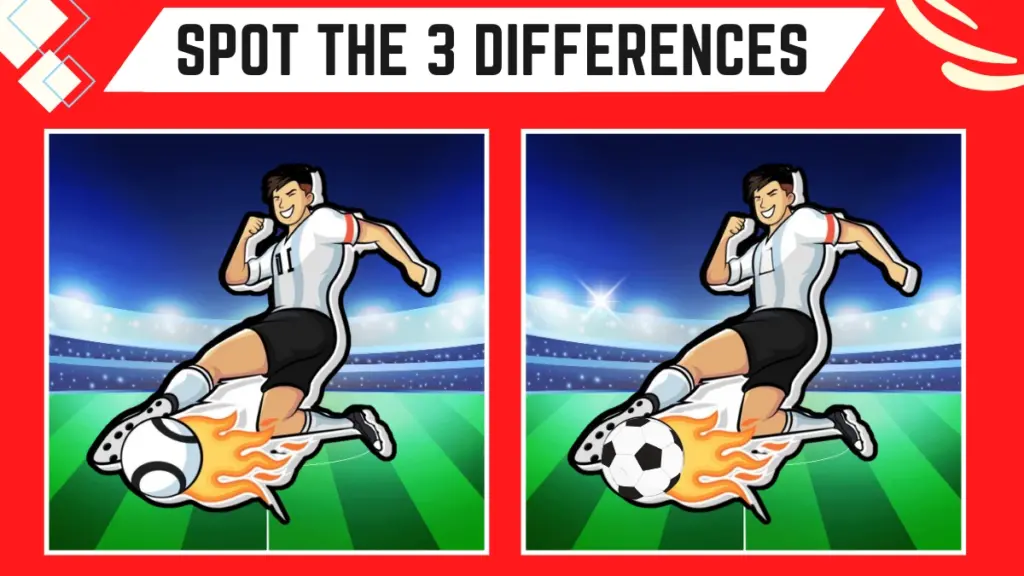 Spot the 3 Differences Picture Puzzle Game: Only 50/50 Vision People Can Spot the 3 Differences in this Footballer Image in 12 Secs