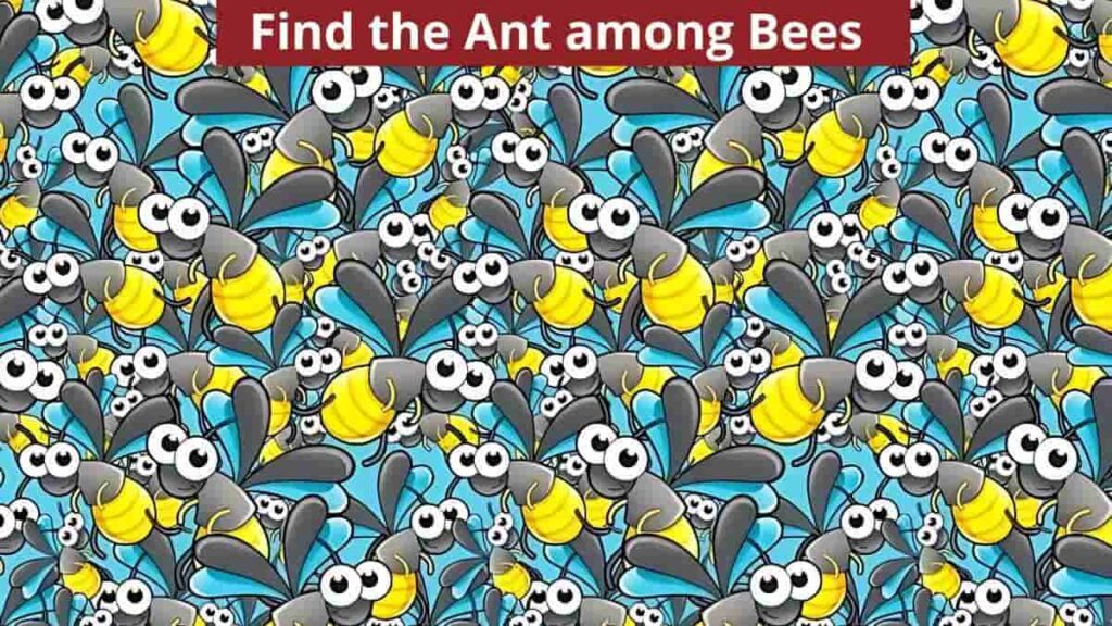 You have 20/20 vision if you can find an ant among bees in 9 seconds!